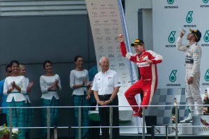 Photo Of The week - Happy Winner Sebastian Vettel at the Malaysian GP 2015